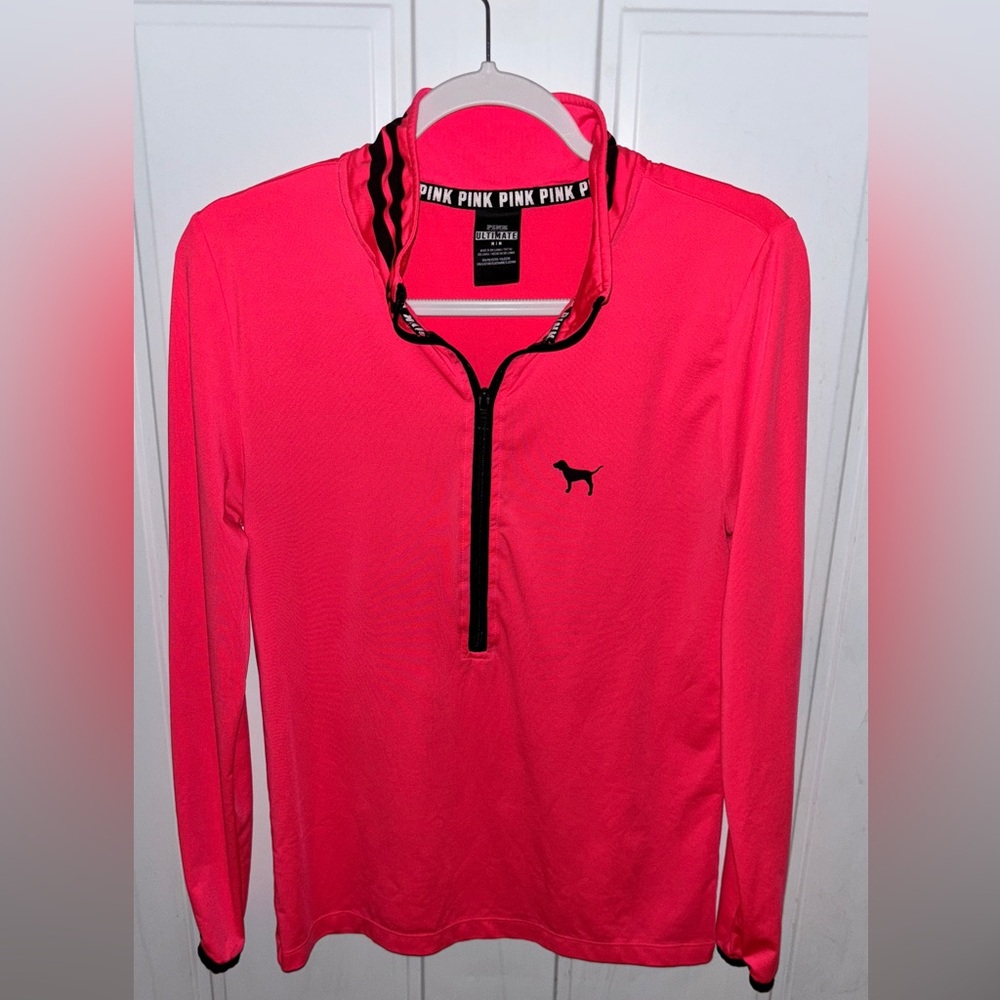 PINK Victoria's Secret Neon Pink Half-Zip Long Sleeve Pullover